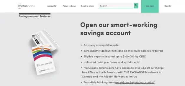 Motusbank Savings Account Canada