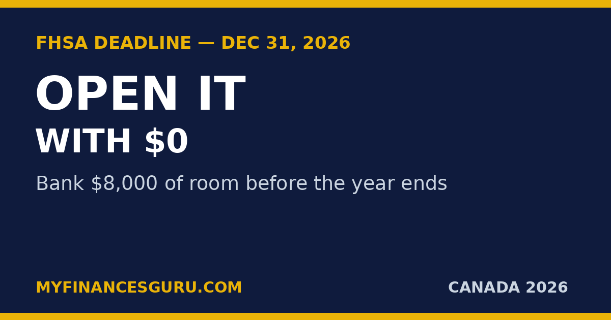 Open an FHSA Before December 31, 2026 — Even With $0: The $8,000 Room Rule Most First-Time Buyers Miss
